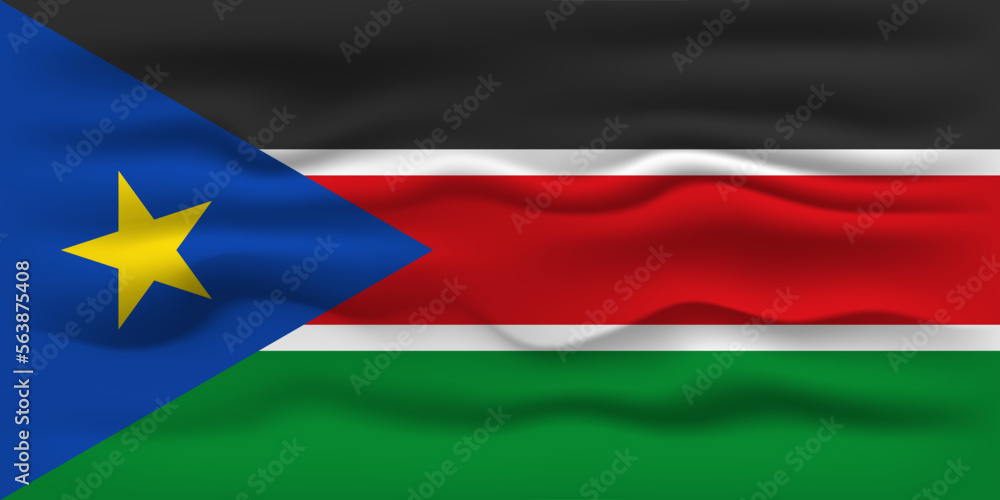 Waving flag of the country South Sudan. Vector illustration. Waving flag of the country South Sudan. Vector illustration.