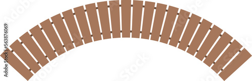 Wooden outdoor bench, furniture, for landscape design top view. Architectural element in flat style for yard, patio, exterior, lawn, cityscape, park