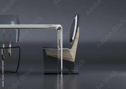 Foto 3D Interior Rendering with acrylic table and chair concept by 3dtask