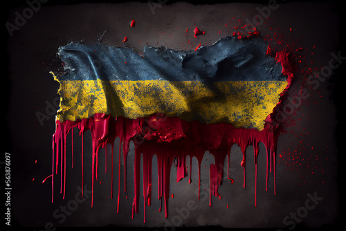 Bloody Grunge Dirty Ukraine Flag digital art generative ai photo