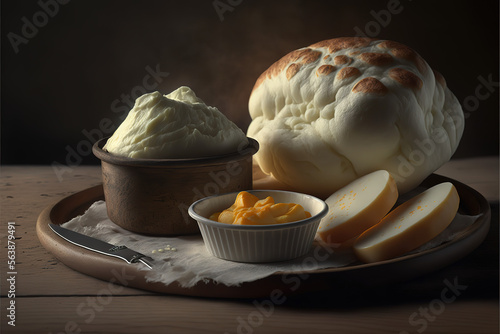 Close up of potato puree with azyme bread