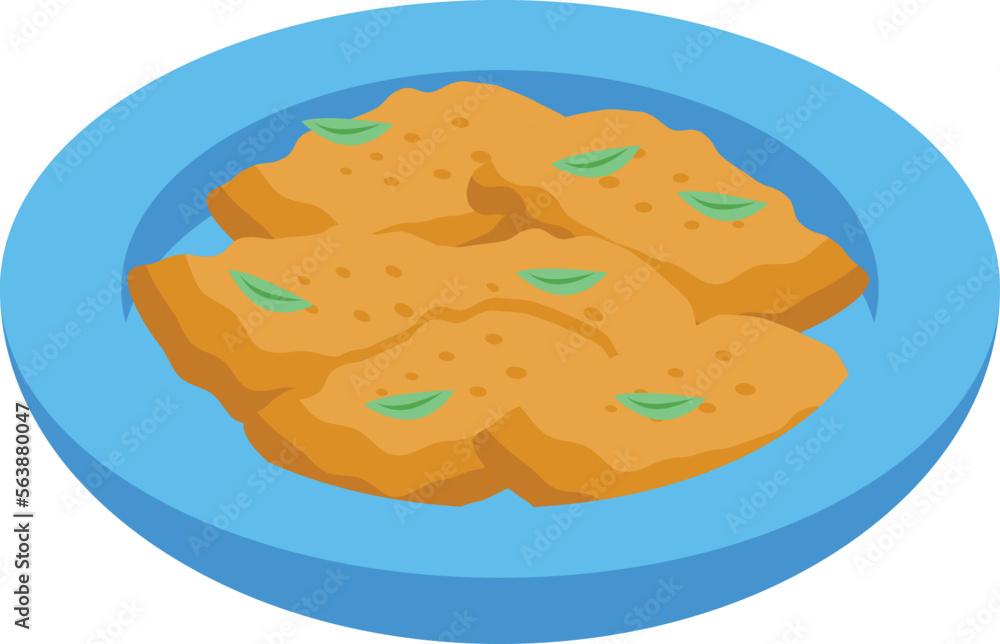 Snack food icon isometric vector. Dish potato. Cooking meal Snack food icon isometric vector. Dish potato. Cooking meal