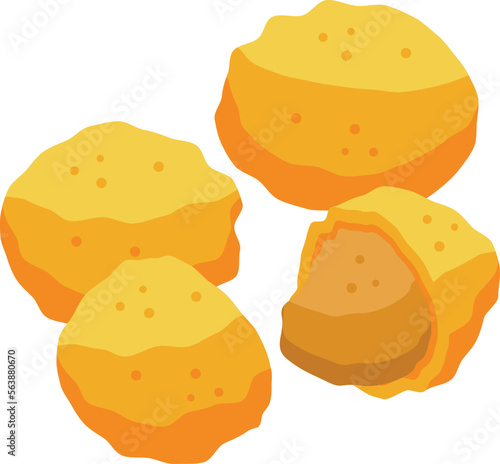 Chicken meat balls icon isometric vector. Cheese food. Fried cuisine