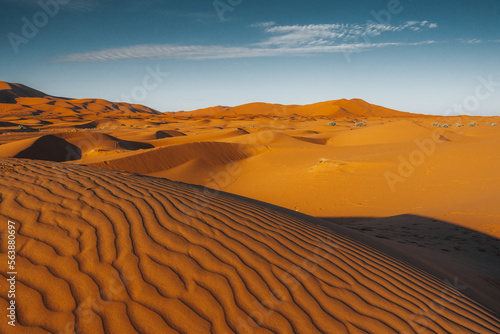 A view of desert dunes in the Sahara desert  Morocco