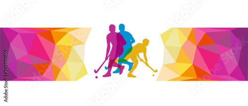Field hockey sport graphic for use as a template for flyer or for use in web design.