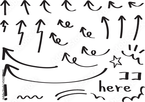 シンプルな手書きのやじるし（矢印）セット