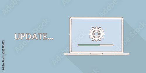 online update software for computer laptop concept with outline or line and clean simple style
