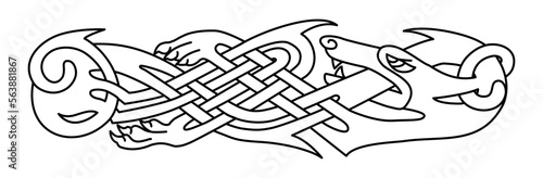 Celtic national style interlaced pattern isolated vector. Celtic knot vector illustration. Ancient nordic symbol. Ancient wolf symbol.