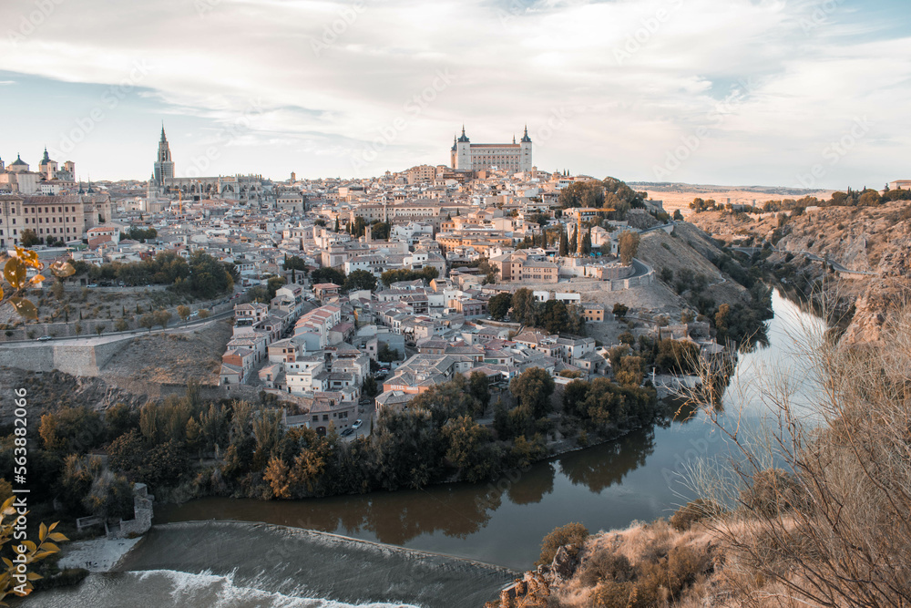 View of the city of Toledo and the Tagus river from the viewpoints, Spain