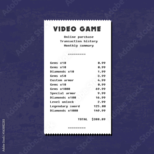 Mobile video game microtransations purchase history