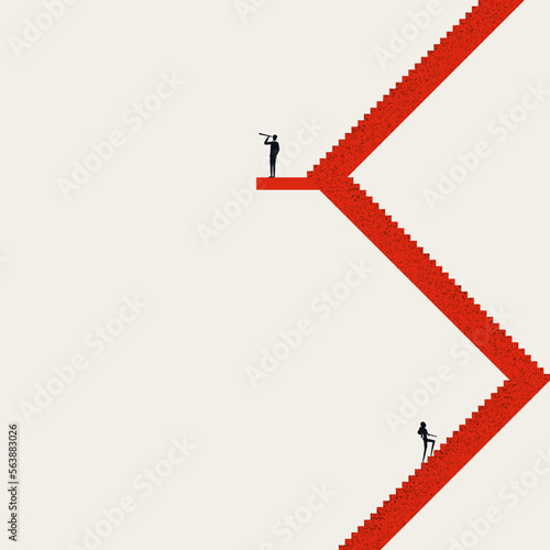 Business gender inequality vector concept. Symbol of discrimination, unequal opportunity. Minimal illustration