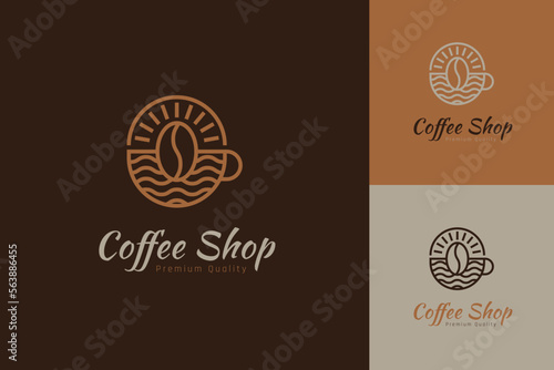 Set of coffee shop logo vector design templates with different color styles