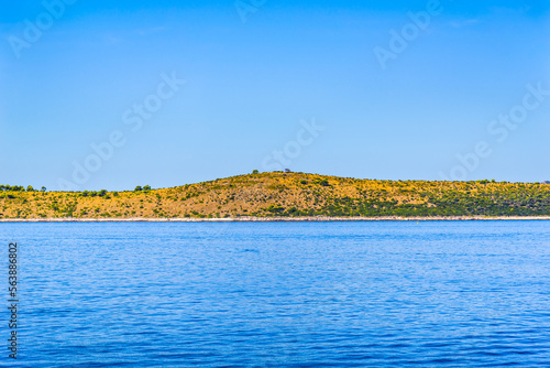 Seaside with blue sea and coast in Croatia
