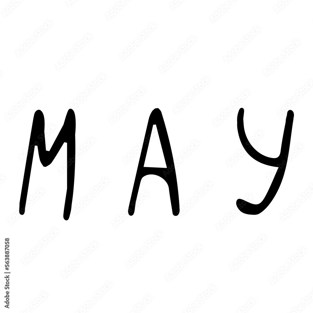 Doodle text with the name of the month 