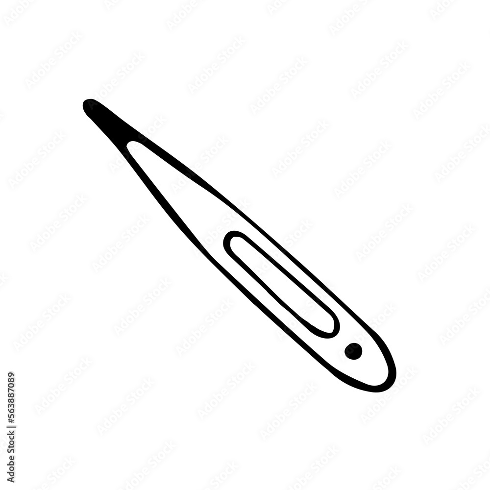The doodle-style thermometer can be used as a sticker or for illustrations on the topic of health and medicine The doodle-style thermometer can be used as a sticker or for illustrations on the topic of health and medicine