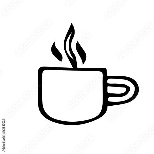 Illustration of a doodle-style coffee cup on a white background isolated can be used for restaurant menus, cafes or as a sticker