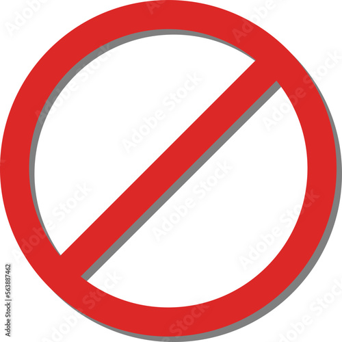 Red prohibition sign, vector. Red prohibition sign with shadow on a white background.