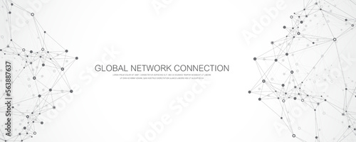 Global network connection. Social network communication in the global business concept. Big data visualization. Internet technology. Vector illustration.