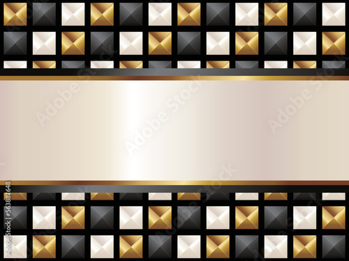 リボン付きピラミッドスタッズの背景　横位置　ゴールド