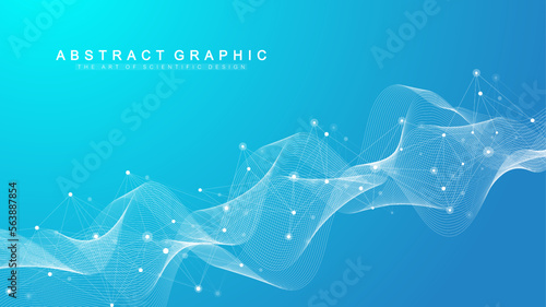 Global network connection. Social network communication in the global business concept. Big data visualization. Internet technology. Vector illustration. photo