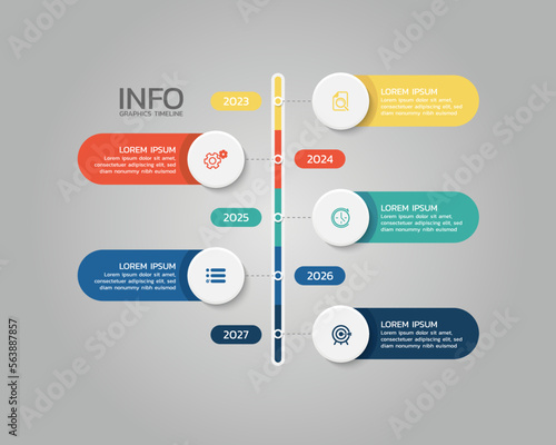 Circular timeline steps infographics template for background