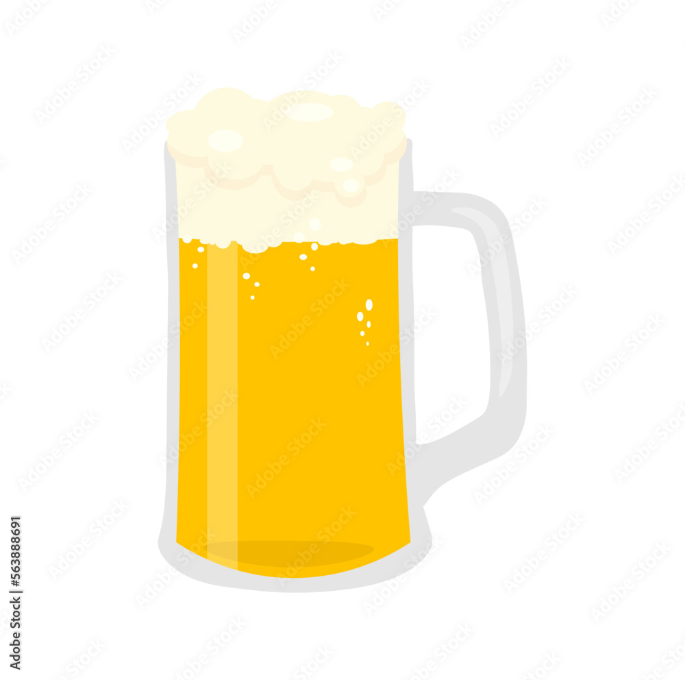 Glass of beer isolated on white background. ktoberfest beer, beer with foam. Vector Glass of beer isolated on white background. ktoberfest beer, beer with foam. Vector