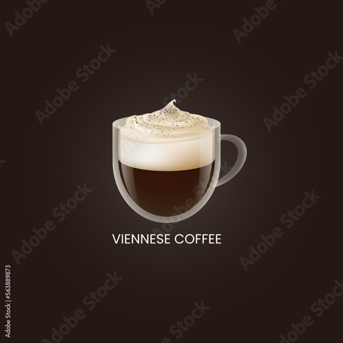Delicious viennese coffee isolated. Drink vector illustration design	