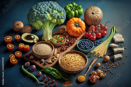 Selection of healthy rich fiber sources vegan food for cooking
