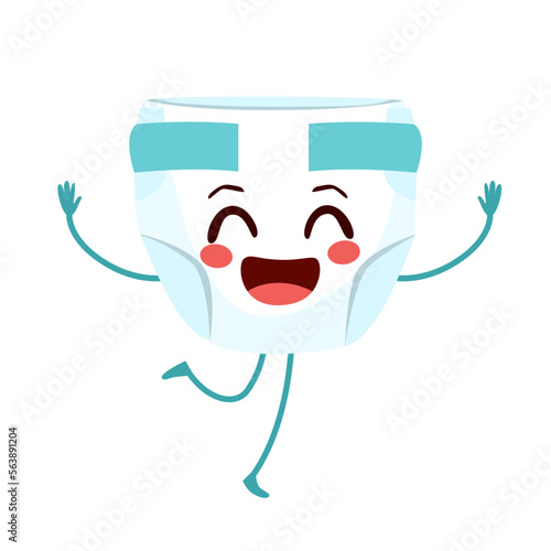 Vector illustration of cute baby diaper character drawing