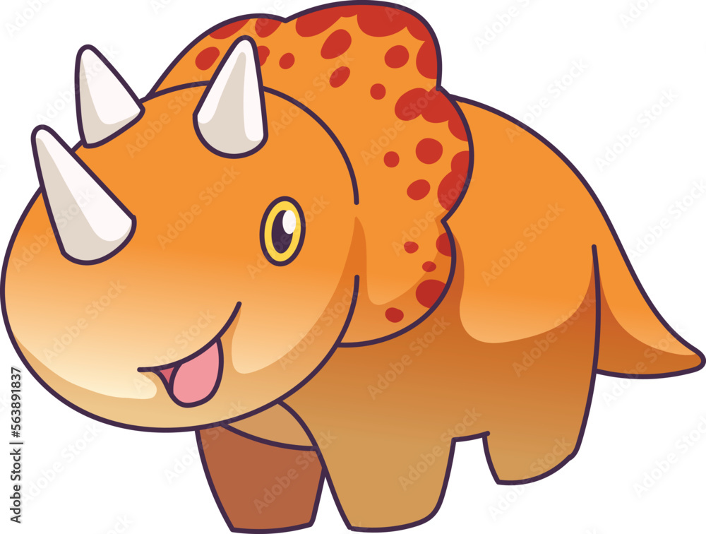 Fototapeta premium Hand drawn cute colorful dinosaur cartoon character.