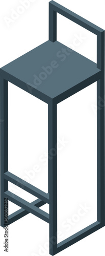 Steel bar stool icon isometric vector. Wood interior. Modern chair