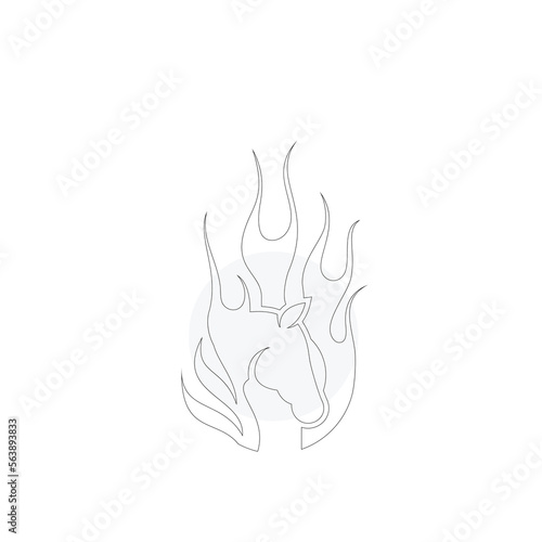Horse fire line icon