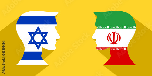 face to face concept. israel vs iran. vector illustration