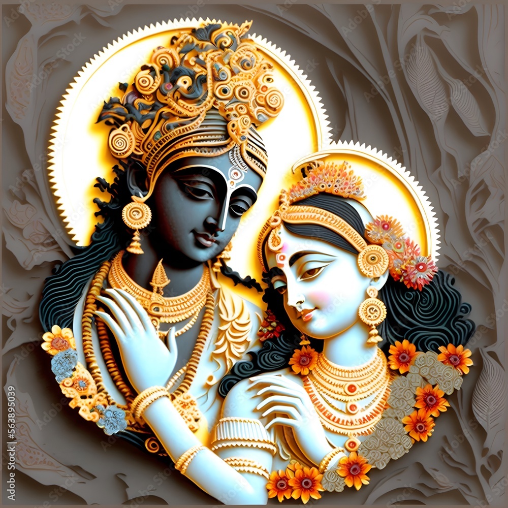 Hindu God Radha Krishna Stock Illustration | Adobe Stock