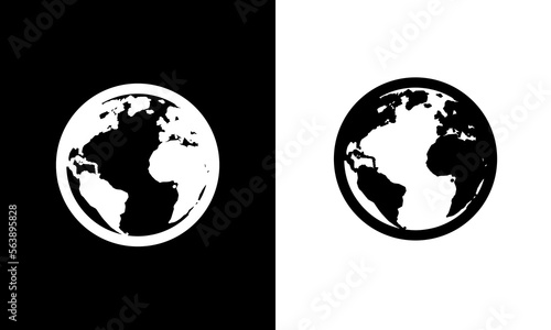 globe vector icon black and white perfect pixel eps 8 
