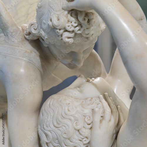 Statue of Cupid kissing Psyche