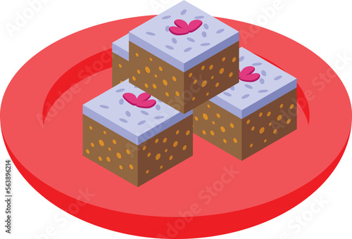 Sweet halva plate icon isometric vector. Restaurant halwa. Helva tasty