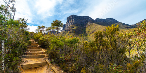 panorama of mountains in stirling range national park in western australia as seen from bluff knoll, the highest peak; highest mountain in western australia photo