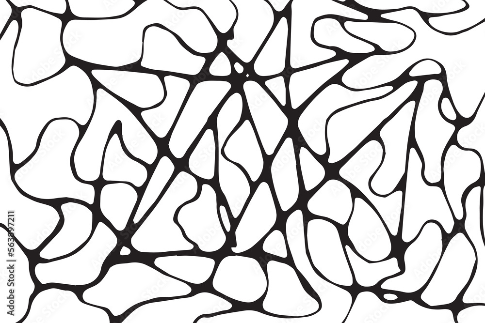 Obraz premium Black and white background, flat vector, messy interweaving of black line on white background, abstract background