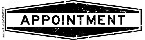 Grunge black appointment word hexagon rubber seal stamp on white background
