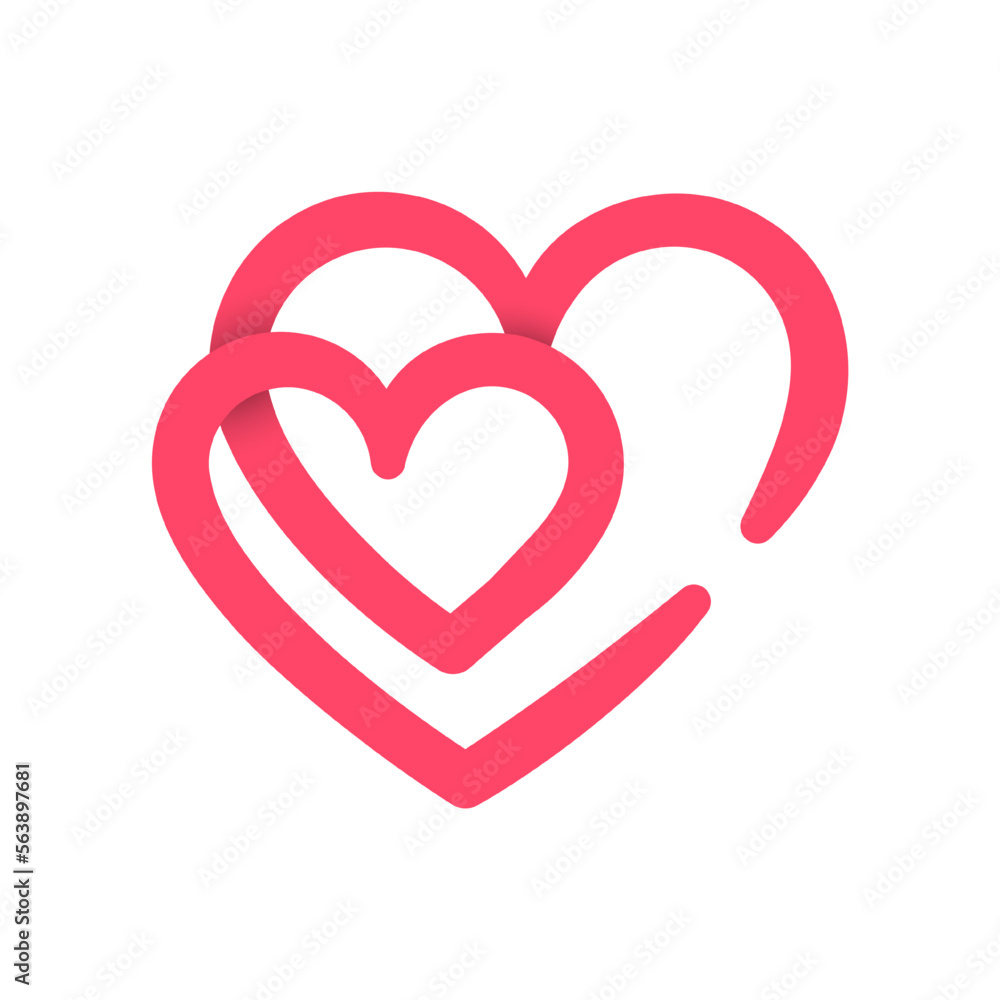 two hearts line icon vector illustration