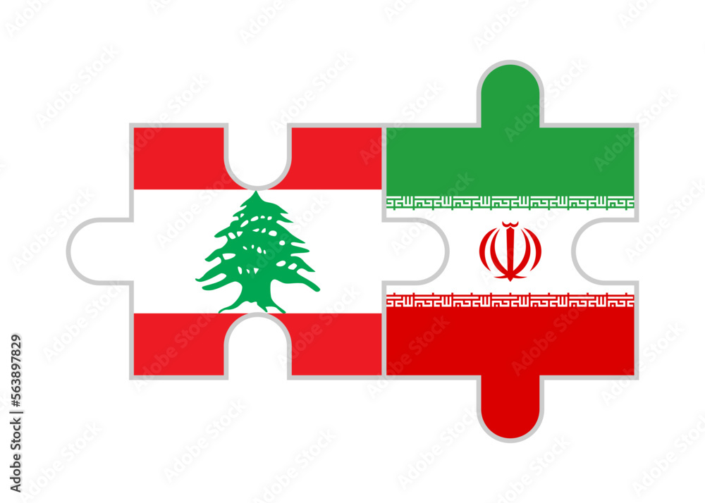 Fototapeta premium puzzle pieces of lebanon and iran flags. vector illustration isolated on white background