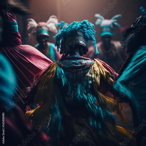 Persona che balla in mezzo ad una parata di carnevale photo