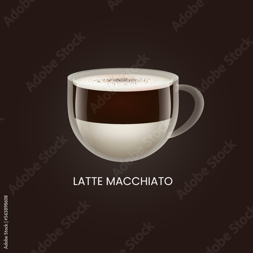Delicious latte macchiato isolated. Drink vector illustration design	