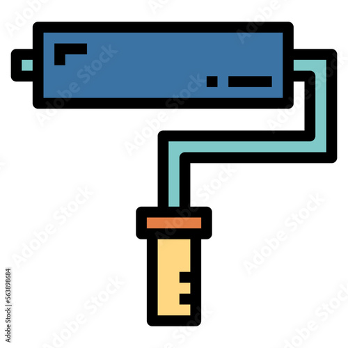 paint roller filled outline icon style