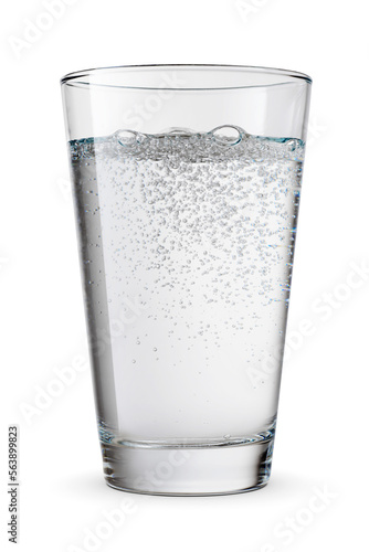 Foto Glass of sparkling water isolated white.