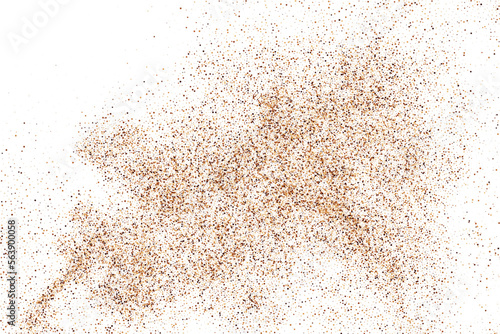 Coffee Color Grain Texture Isolated on White Background. Chocolate Shades Confetti. Brown Particles. Digitally Generated Image. Vector Illustration, EPS 10.