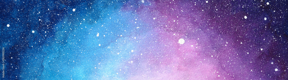 Cosmic illustration. Beautiful colorful space background. Watercolor Cosmos