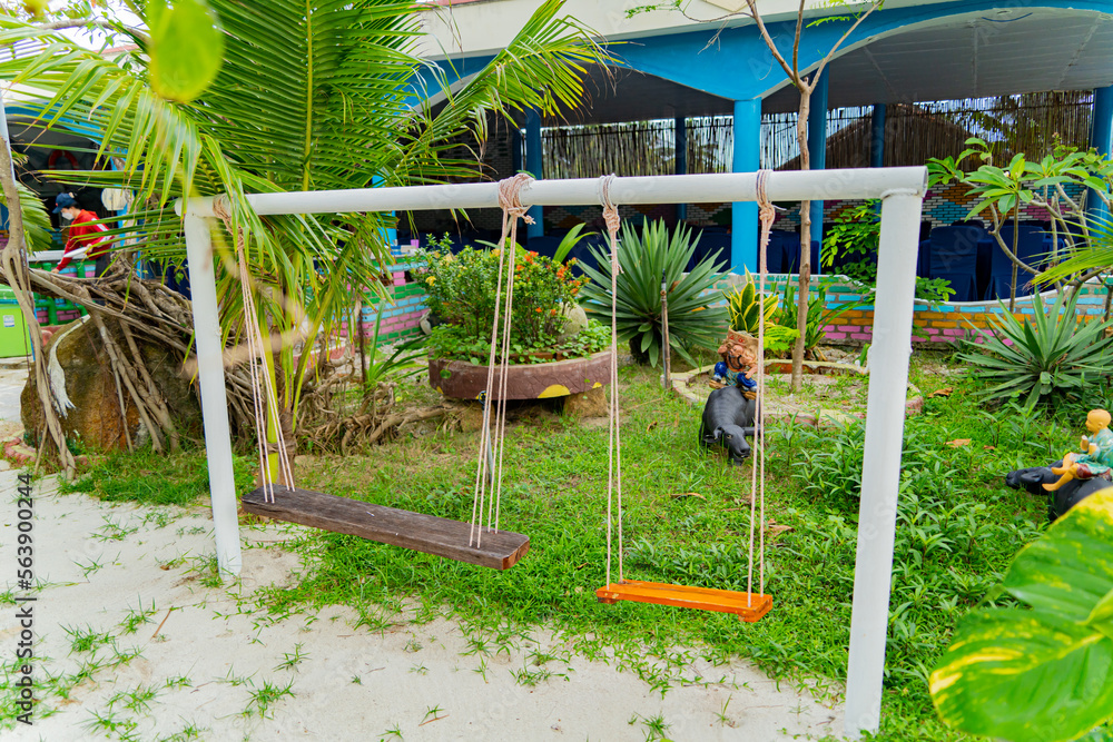 Fototapeta premium Garden and park by the sea. Recreation center in Doklet in Vietnam.