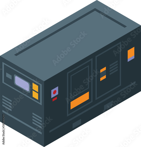 Black power generator icon isometric vector. Energy machine. Engine equipment